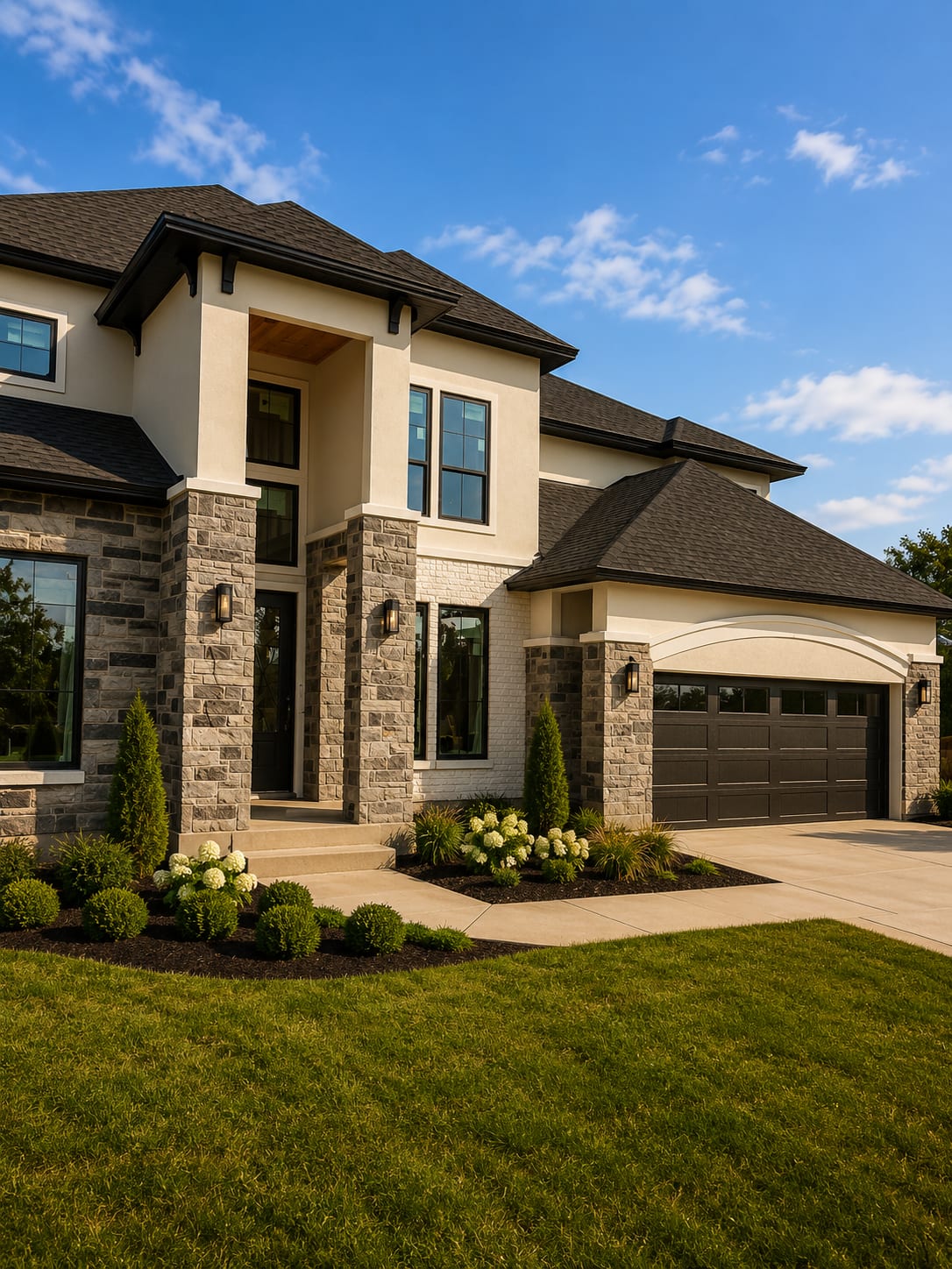 Stucco and stone residence